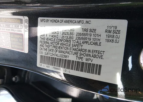 2020 Acura Rdx Advance Package из США, поврежденный, VIN 5J8TC2H74LL023951